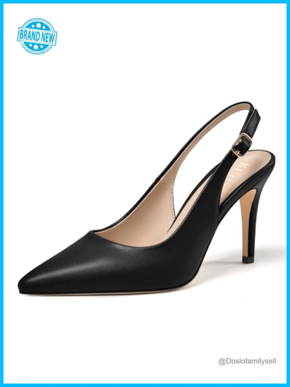 Slingback Heels Pointed Toe Stiletto Pumps Matte Faux Leather